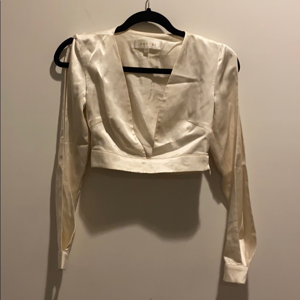 Satin Deep V Crop